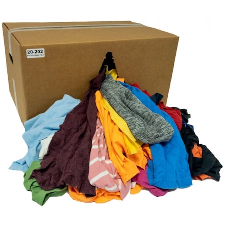 Absorbents Midwest Reclaimed Mulitcolored T-Shirt Rags, 25lb Box 20-202-B